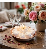Mumelia Candles Beyaz Bahar - Doğal Soya Ahşap Kase Tasarım Mum