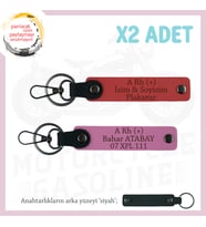 Yolların Sürücülerine, İsim Plaka ve A Rh (+) Kan Grubu Yazılı x2 Anahtarlık, Nar Çiçeği-Pembe-Syh