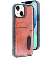 iPhone 15 Sara Kartvizitli Deri Kılıf - Taba