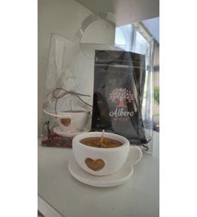 Albero del Caffe - Türk Kahvesi 200 gr. ve Kahve fincanı mum seti