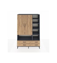 Hyperion Gardrop 10 Raflı 4 Çekmeceli 2 Kapaklı 132x44x195 Antrasit-Çam