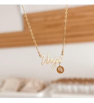 Kişiye Özel 925 Ayar Gümüş Şık Başak Burcu Sembol Kolye (Gold)