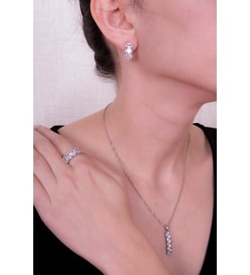 Beş Taş Model Zirkon Taşlı Gümüş Set