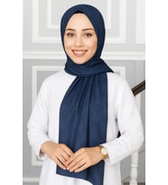 Emproyal Silver Jakar Dama Desenli Şal 75x190 cm (Lacivert)