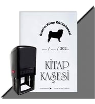 Kişiye Özel Köpek Silüet 18 Tarihli Otomatik Kitap Kaşesi (Siyah)