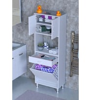 Eliusta Seris Sepetli ve Çekmeceli Banyo Dolabı  G:65 cm Çok Amaçlı Beyaz Düzenleyici 65x173x32,5 cm Dolap