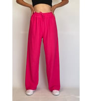 Kadın Beli Lastikli Palazzo Pantolon (Pembe)