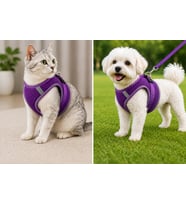 Nefes Alan Kumaş Air Mesh Kedi Köpek Göğüs Tasması X Small 32x36 cm Mor