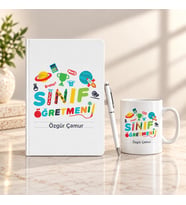 Sınıfı Öğretmenine Hediye Seti – Branş Tasarımlı Defter, Kupa ve Kalem