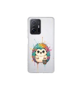 Xiaomi Mi 11T Pro ile Uyumlu Splash Kirpi Tasarımlı Şeffaf Silikon Kılıf