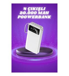 Mey İthalat® Powerbank Şarj Cihazı 4 Çıkışlı 20.000 MAH Powerbank Taşınabilir Çoklu Giriş
