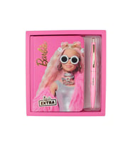 Orijinal Barbie Extra Notebook Pembe 2 li  Kalın Kapak Çizgili Defter Tükenmez Kalem Lisanlı Barbie Baskılı Not Defteri Seti