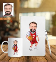 Kişiye Özel Basketbol Tasarımlı Karikatür Defter Kalem Kupa Set 98