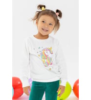 Breeze Kız Çocuk Sweatshirt Baskılı Pullu Unicorn 2-6 Yaş, Ekru