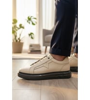 Enoch Hakiki Deri Yıldız Detaylı Günlük Erkek Sneaker Yüksek Comfort Taban