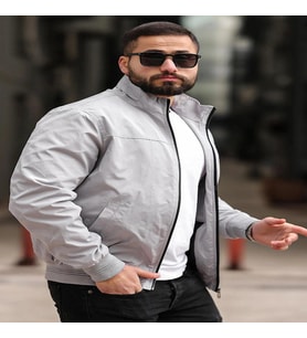 Erkek Gömlek Yaka Baharlık Mont Astarlı Mevsimlik Çeket Gri