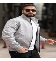 Erkek Gömlek Yaka Baharlık Mont Astarlı Mevsimlik Çeket Gri