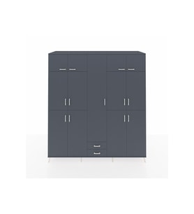 Kronos Dolap 10 Raflı 2 Çekmeceli 4 Askılı 220x59x243 Antrasit-Antrasit/Antrasit