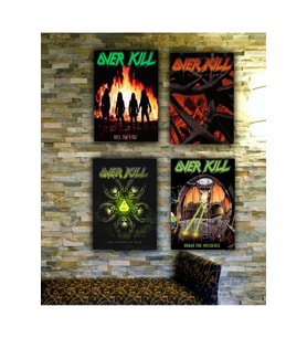 Over Kill Poster Müzik Konsept Dekor Yazılı Tablo 4'lü set Tablo (19x28 cm)