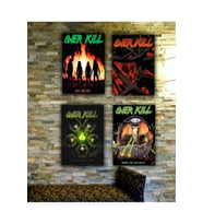 Over Kill Poster Müzik Konsept Dekor Yazılı Tablo 4'lü set Tablo (19x28 cm)