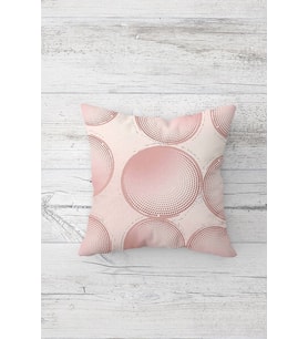Pembe Daire Desenli Çift Tarafı Baskılı Gizli Fermuarlı Yastık Kılıfı Kırlent Koltuk Yastık Kılıfı (Pudra)