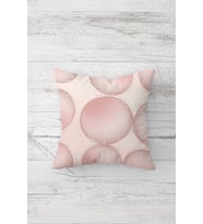 Pembe Daire Desenli Çift Tarafı Baskılı Gizli Fermuarlı Yastık Kılıfı Kırlent Koltuk Yastık Kılıfı (Pudra)