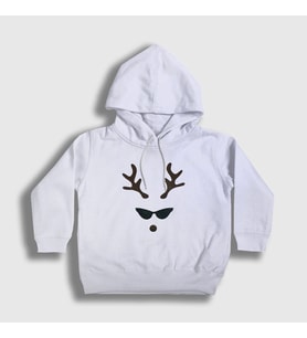 Presmono Unisex Çocuk Beyaz Female Deer Yılbaşı Kapüşonlu Sweatshirt 271663tt
