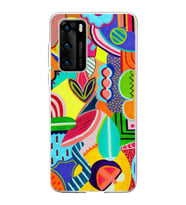 PrintiFy Huawei P40 ile Uyumlu 1mm Slim Fit Retro Renkler 6 Baskılı Şeffaf  Kılıf