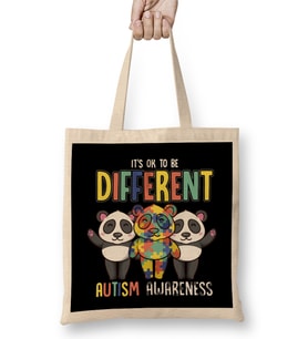 It s OK To Be Different Autism Awareness Heart Bez Çanta Uzun Saplı