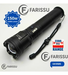 150W Ultra Güçlü Lazer LED El Feneri – 15000 Lümen, 12000mAh Powerbank Özellikli Dijital Göstergeli