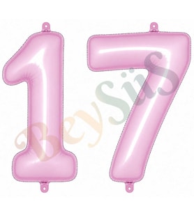 17 Rakam Folyo Balon pembe Rengi (76 cm)