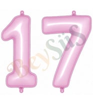 17 Rakam Folyo Balon pembe Rengi (76 cm)