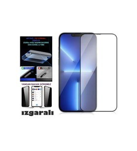 Iphone 13 Pro Hayalet Ekran Koruyucu Toz Filitreli Izgaralı Anti Dust Tam Kaplayan Kırılmaz Cam
