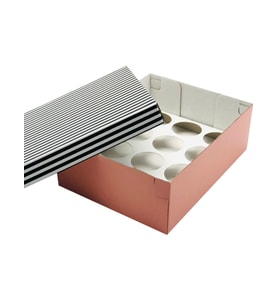 22x30x10 Düz Kapaklı 12'li CupCake Kutusu (10 Adet)