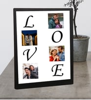Masaüstü Siyah Love Tasarımlı 4 Fotoğraflı Ahşap Mdf Resimli Kolaj Çerçeve