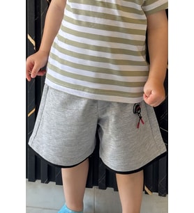 Breeze Girls & Boys Erkek Çocuk Şort Cepli Aksesuarlı 3-7 Yaş, Gri Melanj