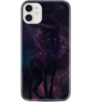 Apple iPhone 11 12 13 Mini Kılıf Desemli Silikon Black Purple Wolf 1791