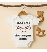 Pia Baby B32 %100 Pamuk Dayımı Aratmayın Bana Yazılı Tasarlanabilir Bebek Body (Ekru)