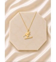 Kişiye Özel 925 Ayar Gümüş Kayakçı Figürlü Kolye (Gold)