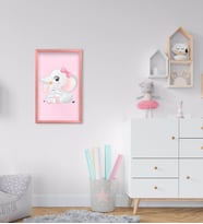 BK Home Sevimli Fil Tasarımlı Dekoratif Pembe Ahşap Çerçeveli Çocuk Odası Tablo-6