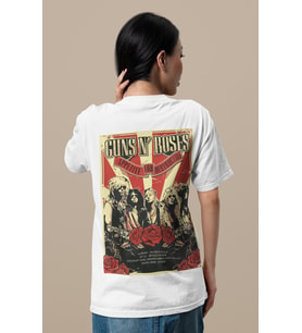Tasarım Guns N' Roses Sırt Baskılı Unisex Oversize Rock Metal Müzik Grubu Tişört