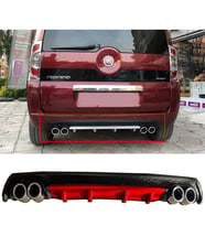 Fiat Fiorino Kırmızı Difüzör Çiftli Yuvarlak Egzoz Görünümlü D Tip Difizör