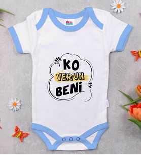BK Kids Ko Verun Beni Tasarımlı Mavi Bebek Body Zıbın-1