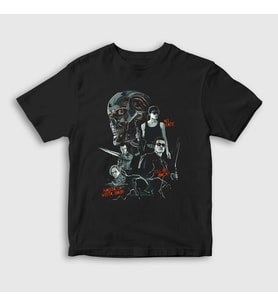 Presmono Unisex Çocuk Siyah Poster Film The Terminator T-Shirt 254719tt