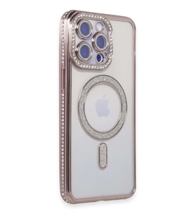 iPhone 15 Pro Kılıf Joke Simli Magneticsafe Kılıf - Pembe