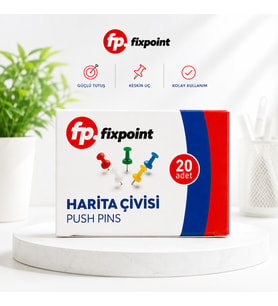Harita Çivisi Çok Renkli 1 Kutu 20 Adet Fixpoint P-2459