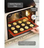 Delikli Pişirme Matı Çift Taraflı Fırın Matı Silikon Hamur Matı Yapışmaz Büyük Boy 40x60 cm