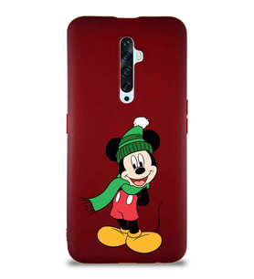 Oppo Reno 2Z Soft Premier Kapak Mickey Mouse-G Tasarımlı Silikon Kılıf - Mürdüm (Şeffaf)