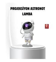 Mey İthalat® Bluetooth Müzikli Astronot Projeksiyon Lambası Yıldız ve Ay Efektli