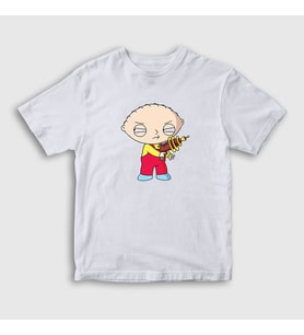Presmono Unisex Çocuk Beyaz Gun Stewie Griffin Family Guy T-Shirt 300288tt